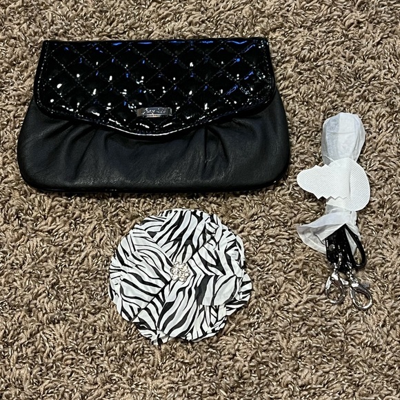 Grace Adele Elegant Black Quilted Clutch with detachable strap